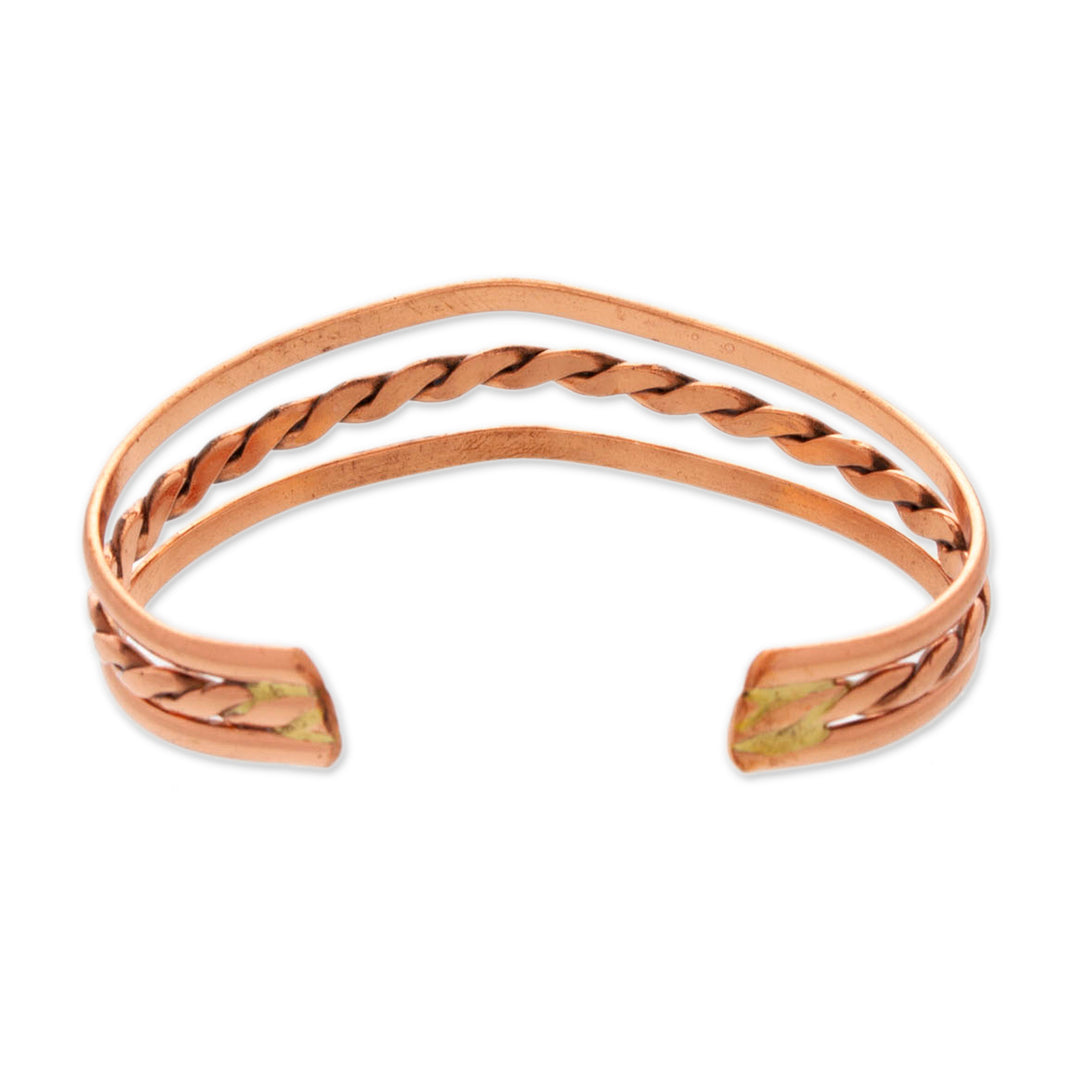High-Polished Copper Cuff Bracelet Crafted in Mexico - Fortunate Deity