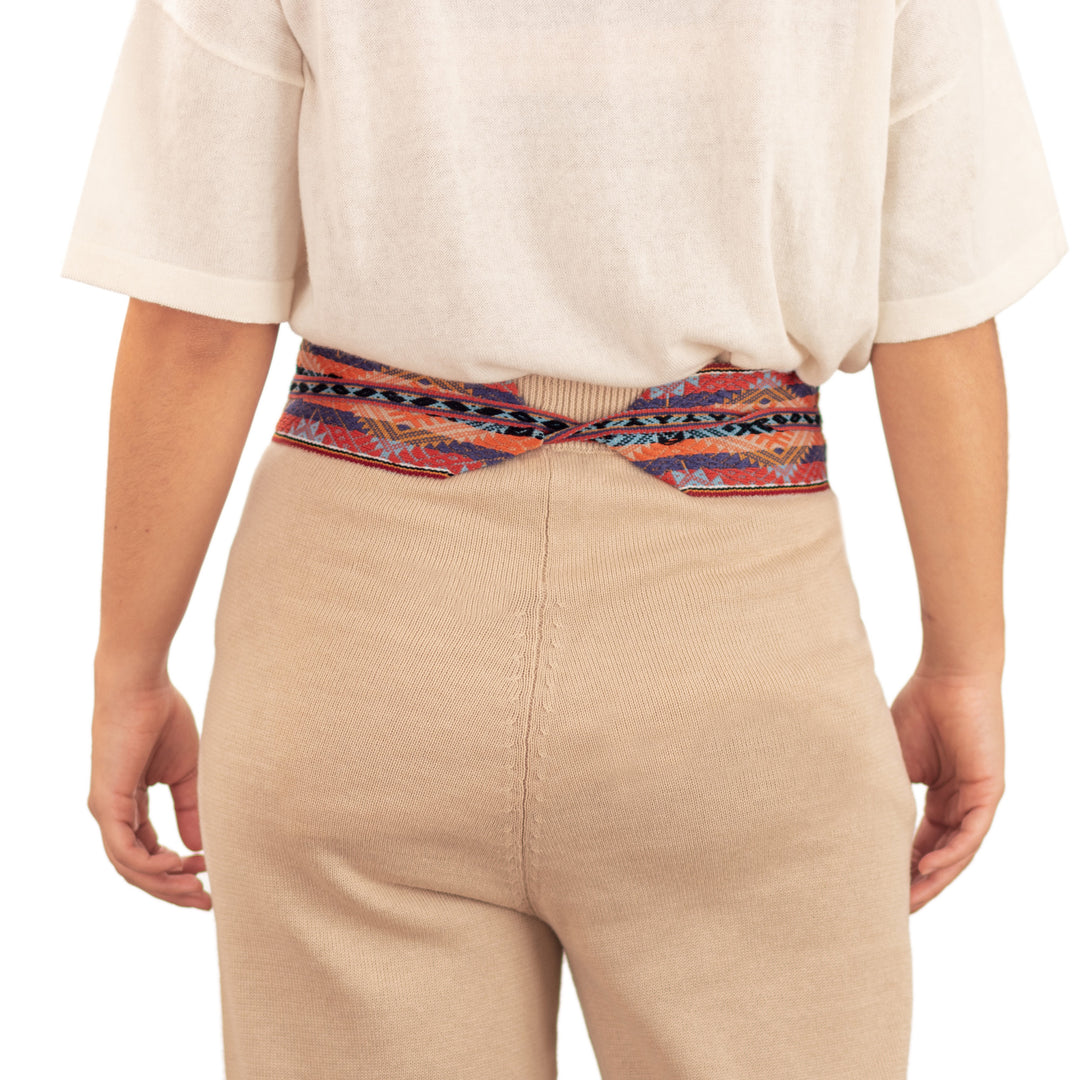 Handwoven Geometric-Patterned Cotton Wrap Belt - Suyo