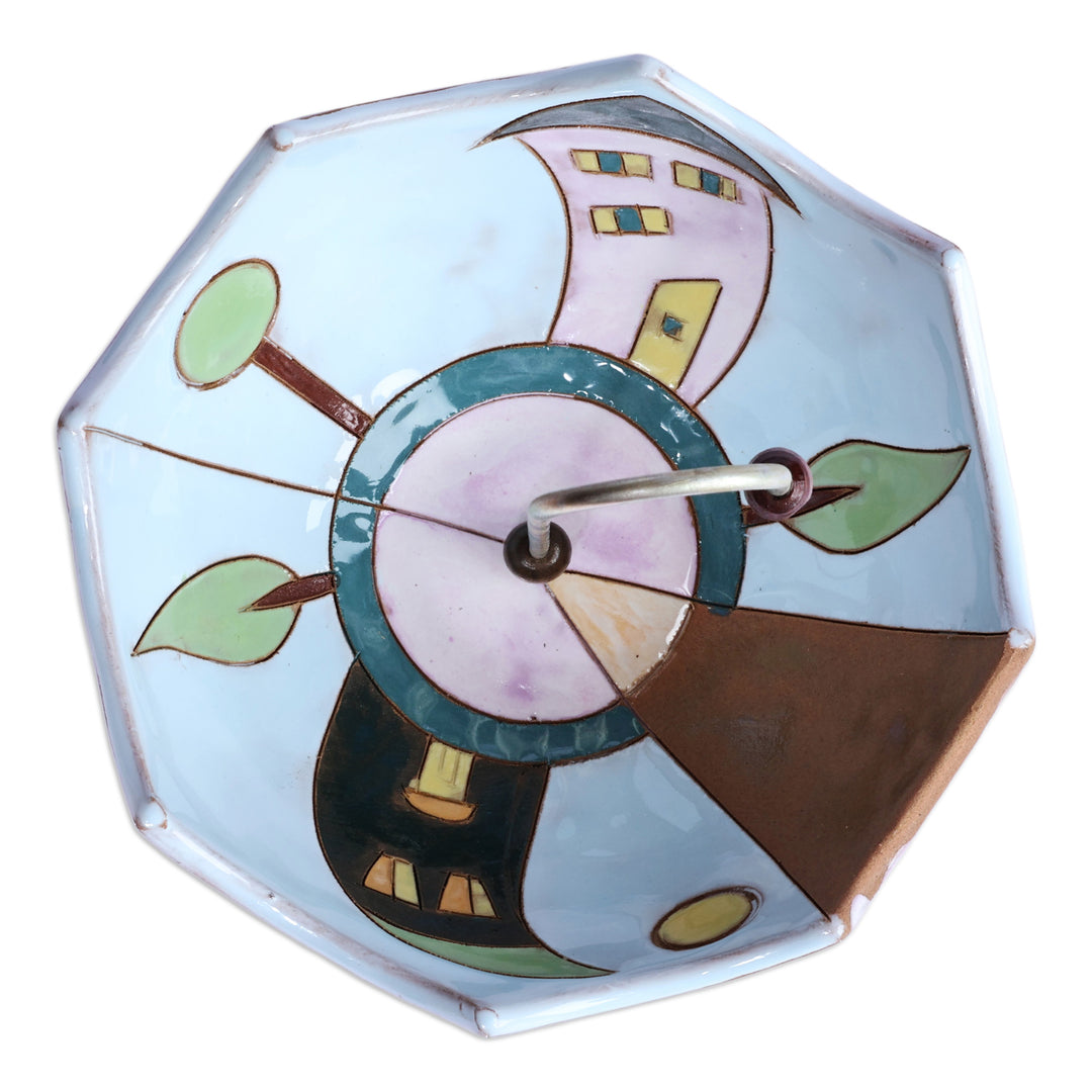 Glazed Blue Ceramic Umbrella Jewelry Stand Catchall - Inverted City Umbrella