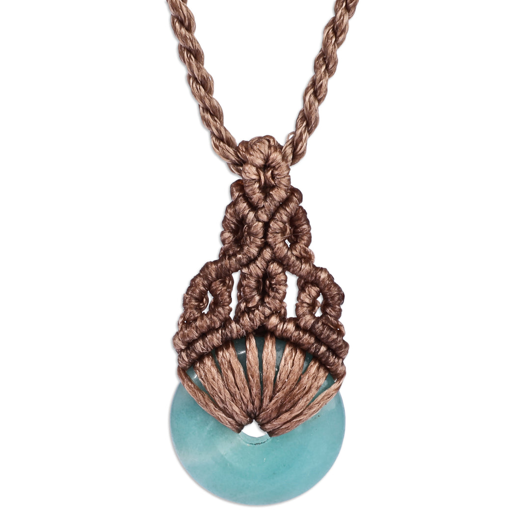 Adjustable Macrame Necklace with Amazonite Pendant - Clear Beauty