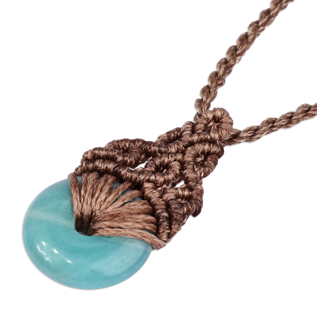 Adjustable Macrame Necklace with Amazonite Pendant - Clear Beauty