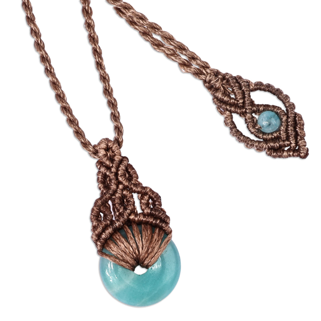 Adjustable Macrame Necklace with Amazonite Pendant - Clear Beauty