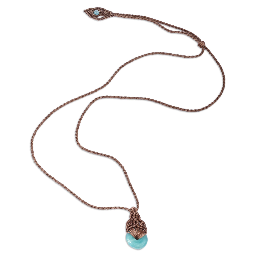 Adjustable Macrame Necklace with Amazonite Pendant - Clear Beauty