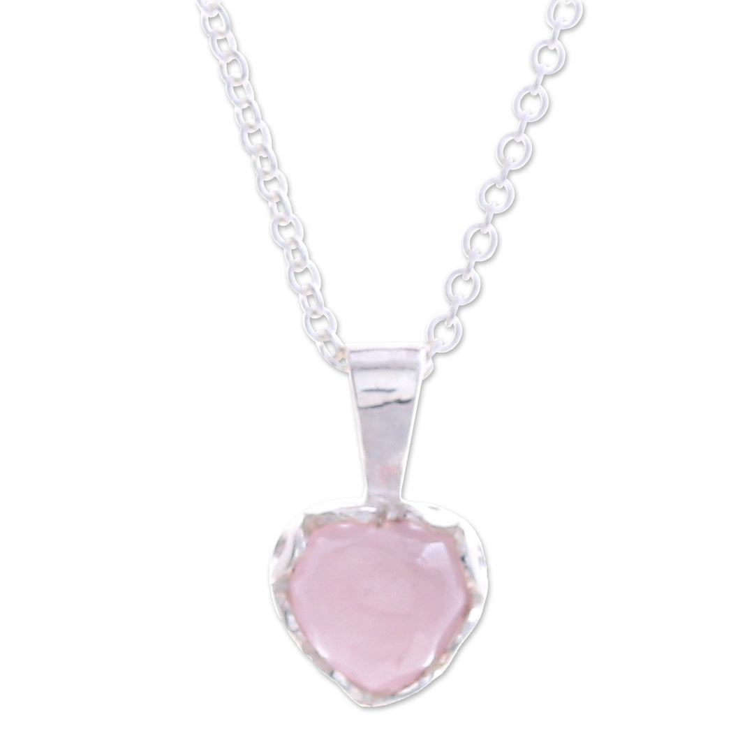 Heart-Shaped Rose Quartz Cabochon Pendant Necklace - Heart of Kindness