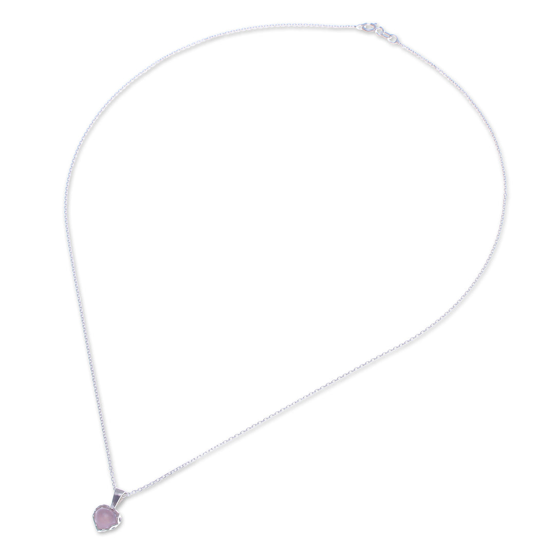 Heart-Shaped Rose Quartz Cabochon Pendant Necklace - Heart of Kindness