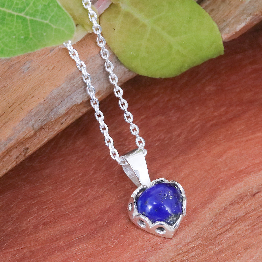 Heart-Shaped Lapis Lazuli Cabochon Pendant Necklace - Heart of Truth
