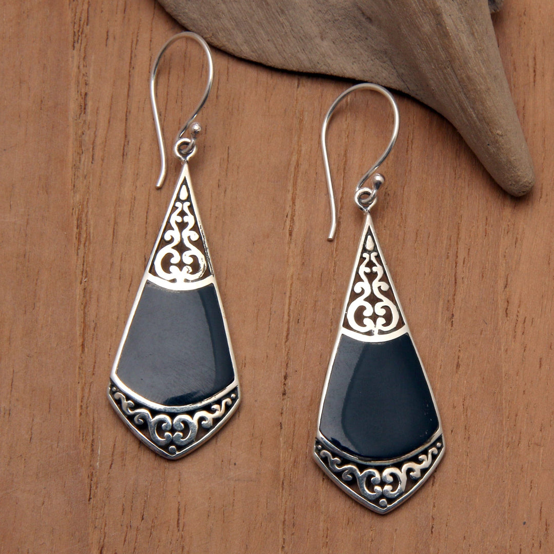 Classic Balinese Sterling Silver Dangle Earrings - Triumphant Lady