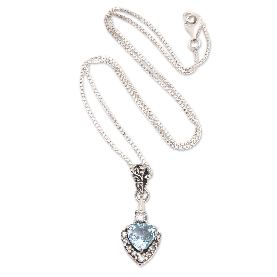 Two-Carat Blue Topaz Arrow-Shaped Pendant Necklace - Arrow of Loyalty