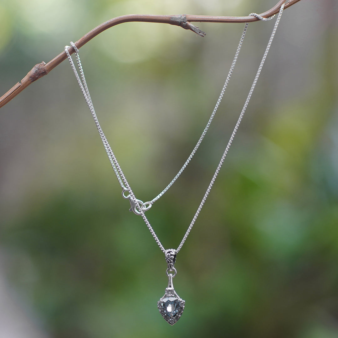 Two-Carat Blue Topaz Arrow-Shaped Pendant Necklace - Arrow of Loyalty