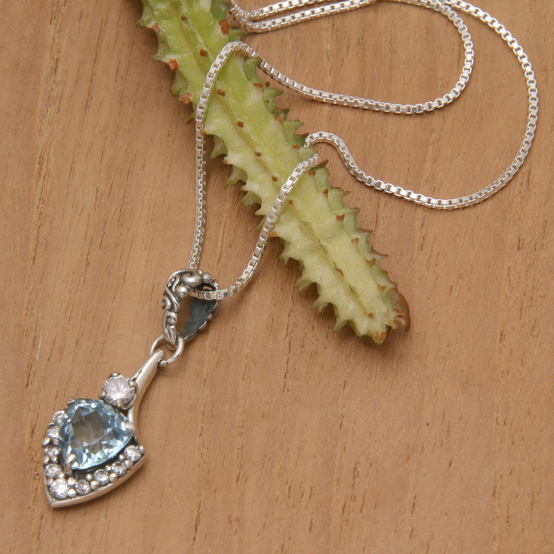 Two-Carat Blue Topaz Arrow-Shaped Pendant Necklace - Arrow of Loyalty