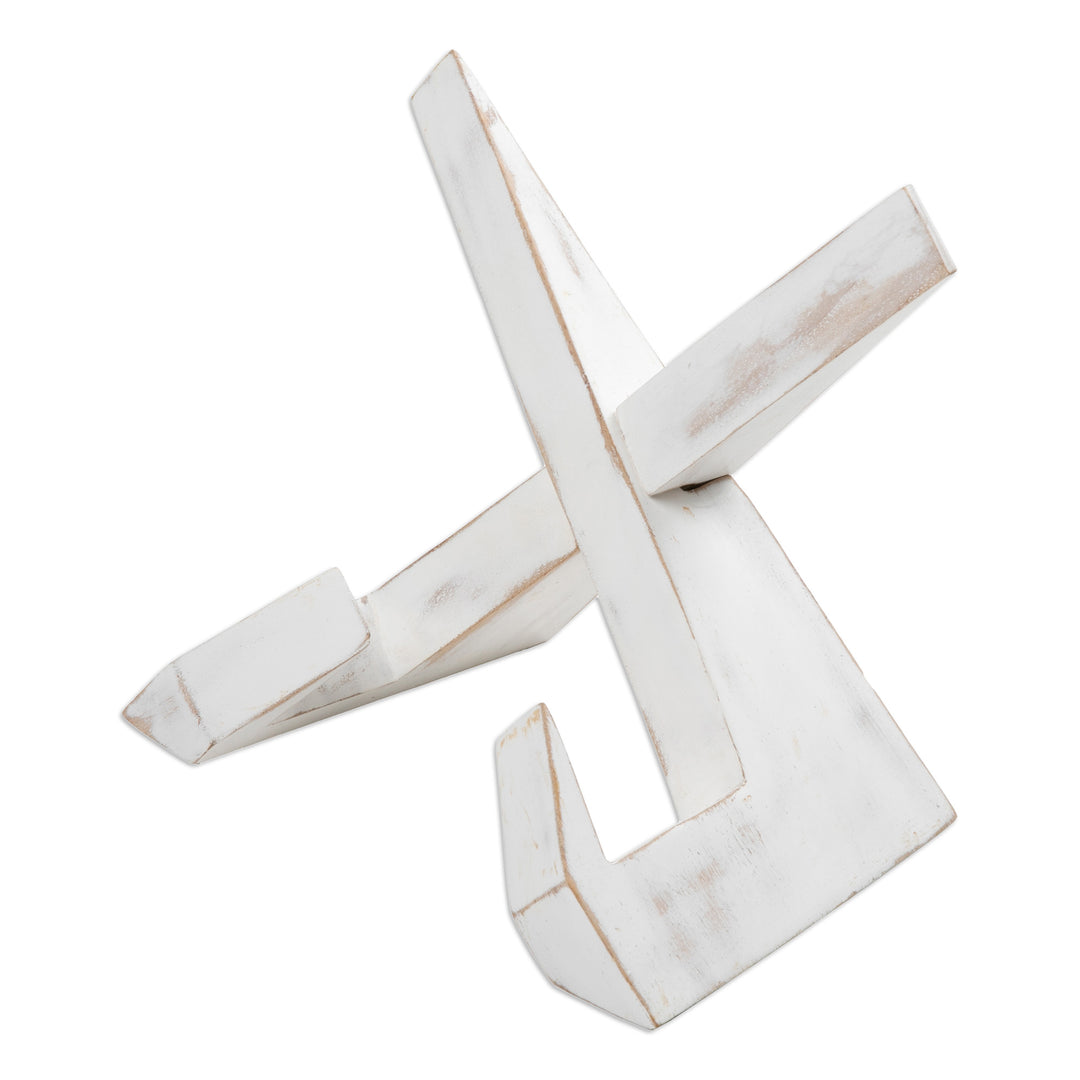 Hand-Carved Minimalist White Jempinis Wood Book Holder - Minimalist Lectures