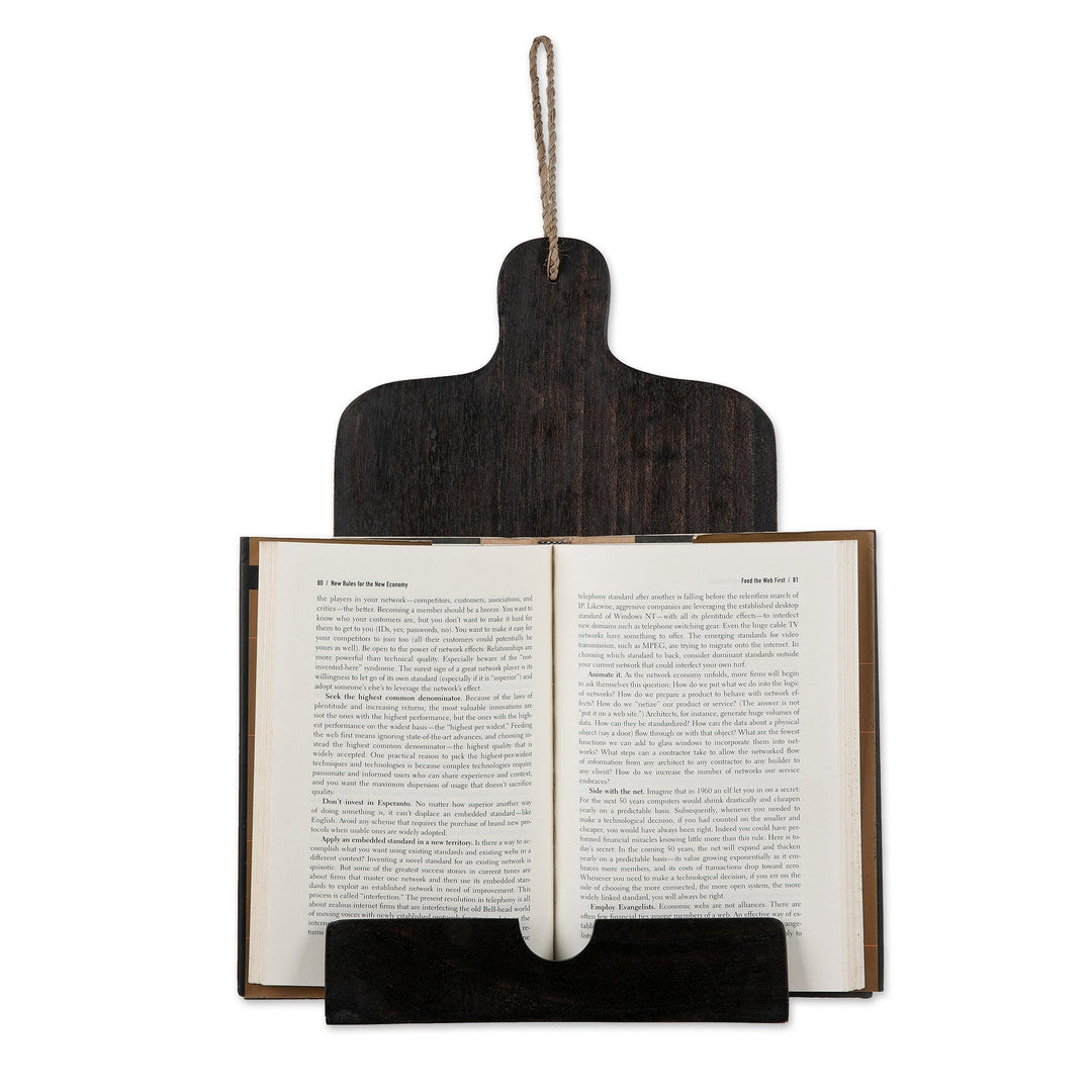 Cutting Board-Shaped Black Jempinis Wood Recipe Holder - Nocturnal Menu