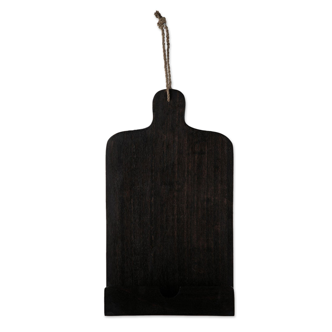 Cutting Board-Shaped Black Jempinis Wood Recipe Holder - Nocturnal Menu