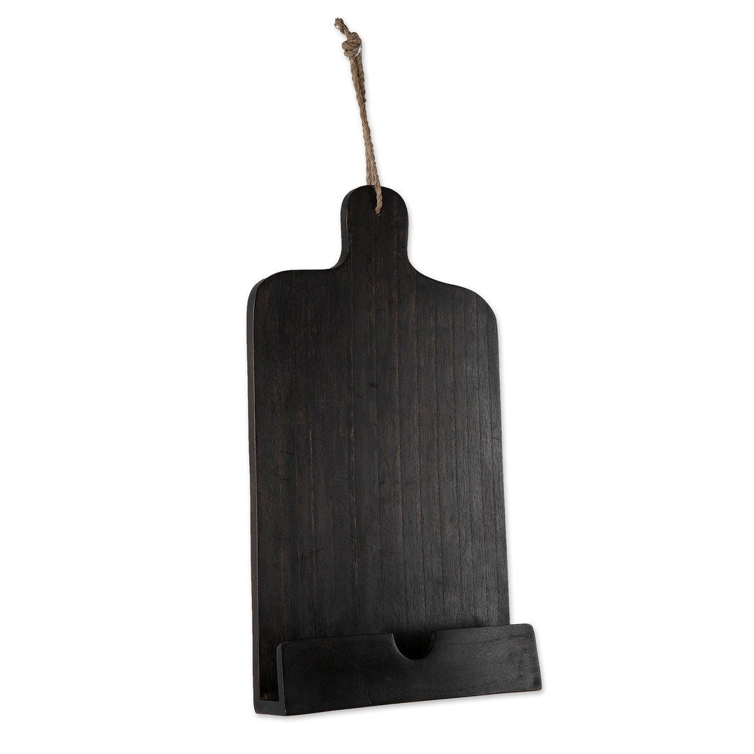Cutting Board-Shaped Black Jempinis Wood Recipe Holder - Nocturnal Menu
