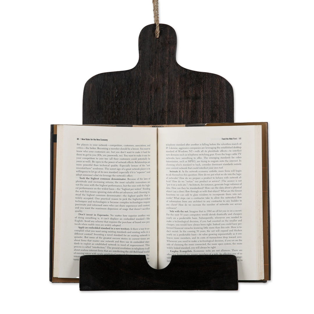 Cutting Board-Shaped Black Jempinis Wood Recipe Holder - Nocturnal Menu
