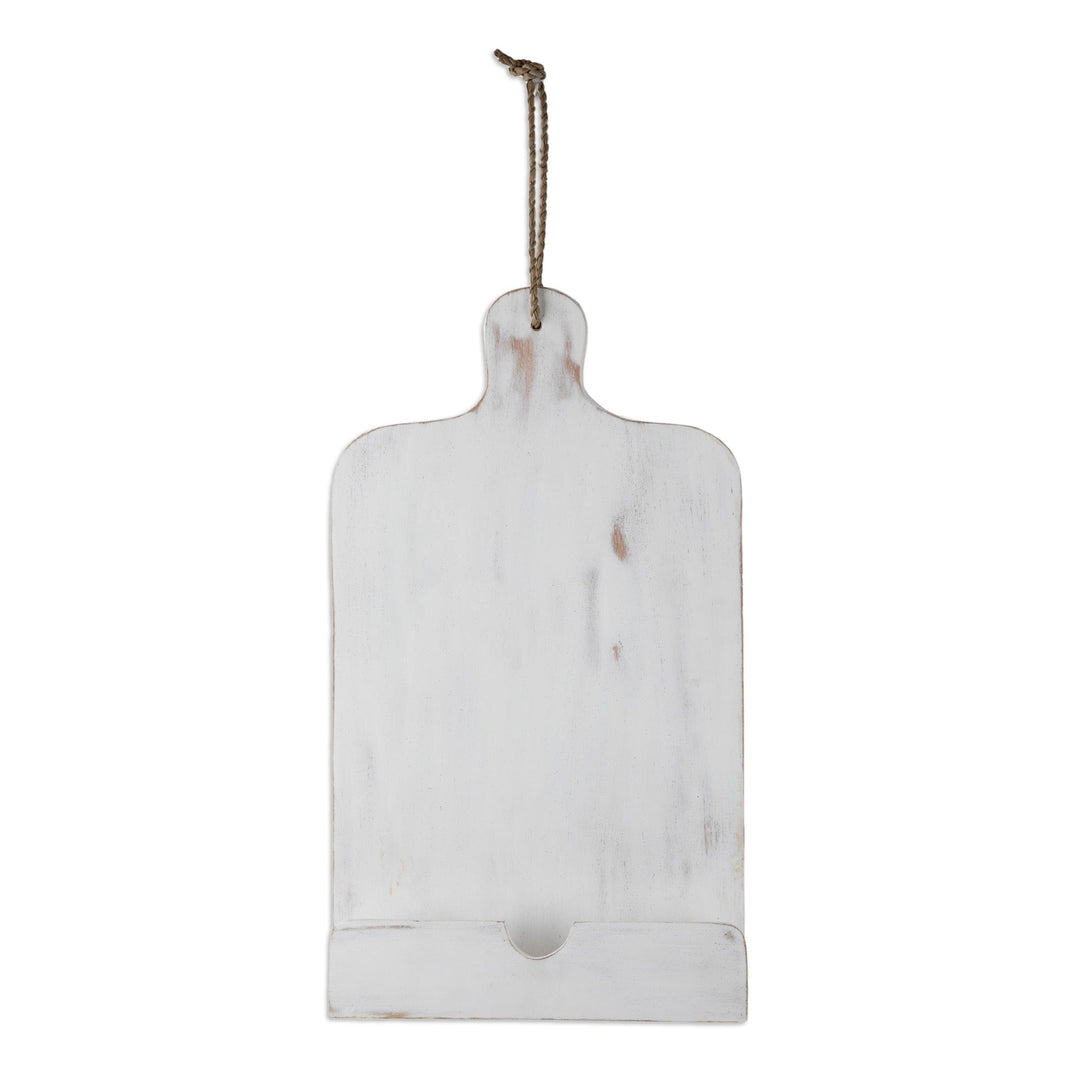 Cutting Board-Shaped White Jempinis Wood Recipe Holder - Heavenly Menu