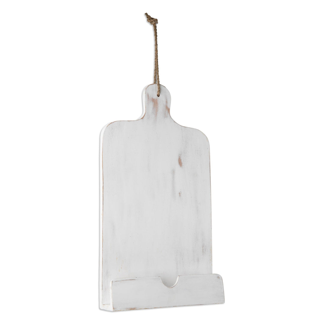 Cutting Board-Shaped White Jempinis Wood Recipe Holder - Heavenly Menu