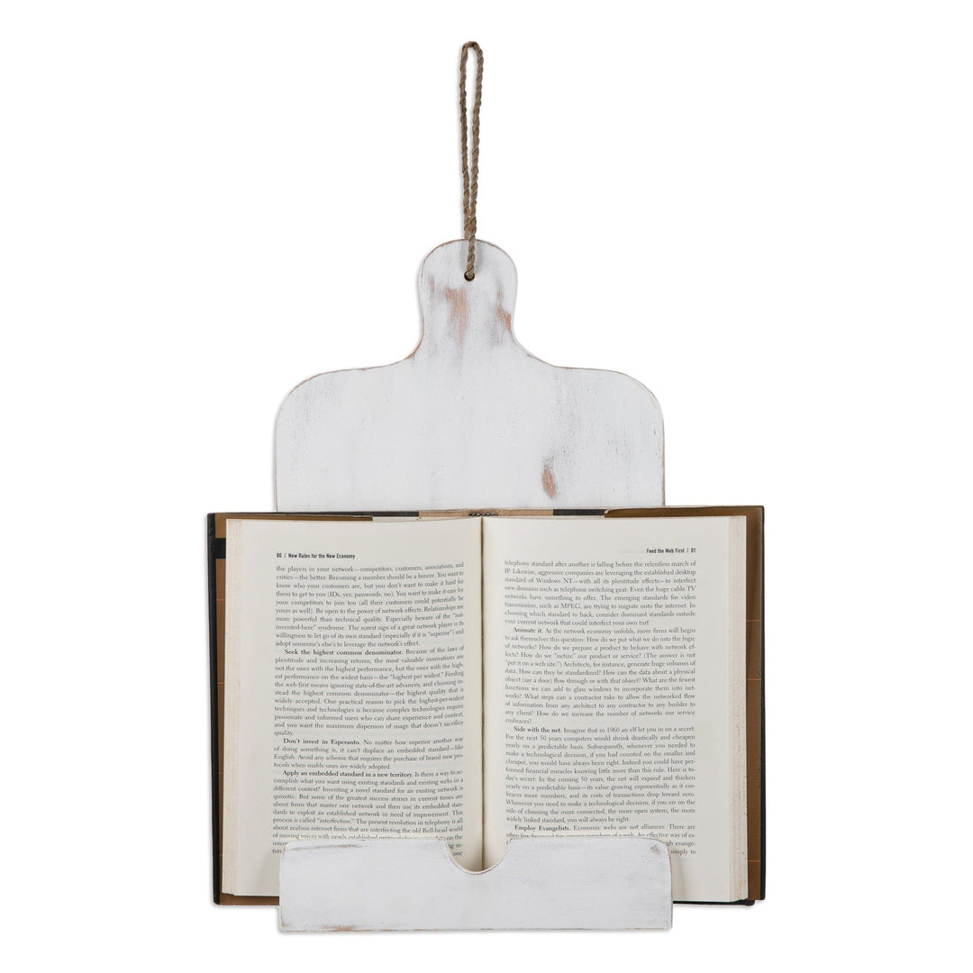 Cutting Board-Shaped White Jempinis Wood Recipe Holder - Heavenly Menu