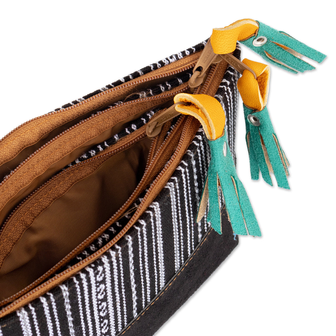 Handmade Wool Trim and Suede Travel Bag Set (Set of 3) - Sophisticated Travels