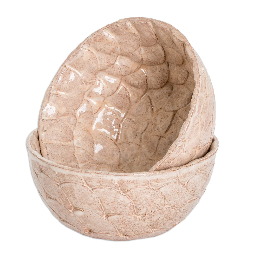 Handcrafted Textured Ceramic Condiment Bowls in Brown - Homemade Flavors