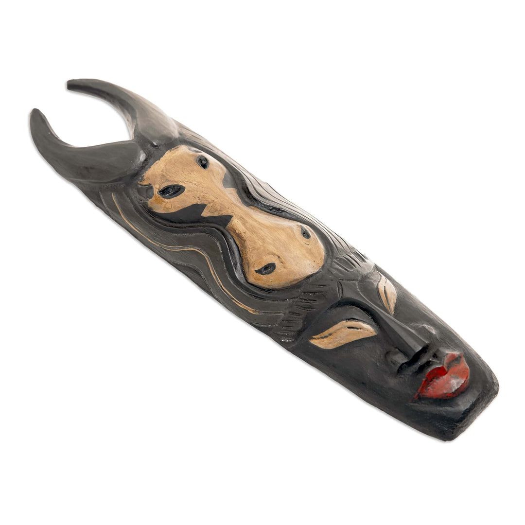 Classic Carved Buffalo Albesia Wood Wall Mask from Bali - Guardian Buffalo