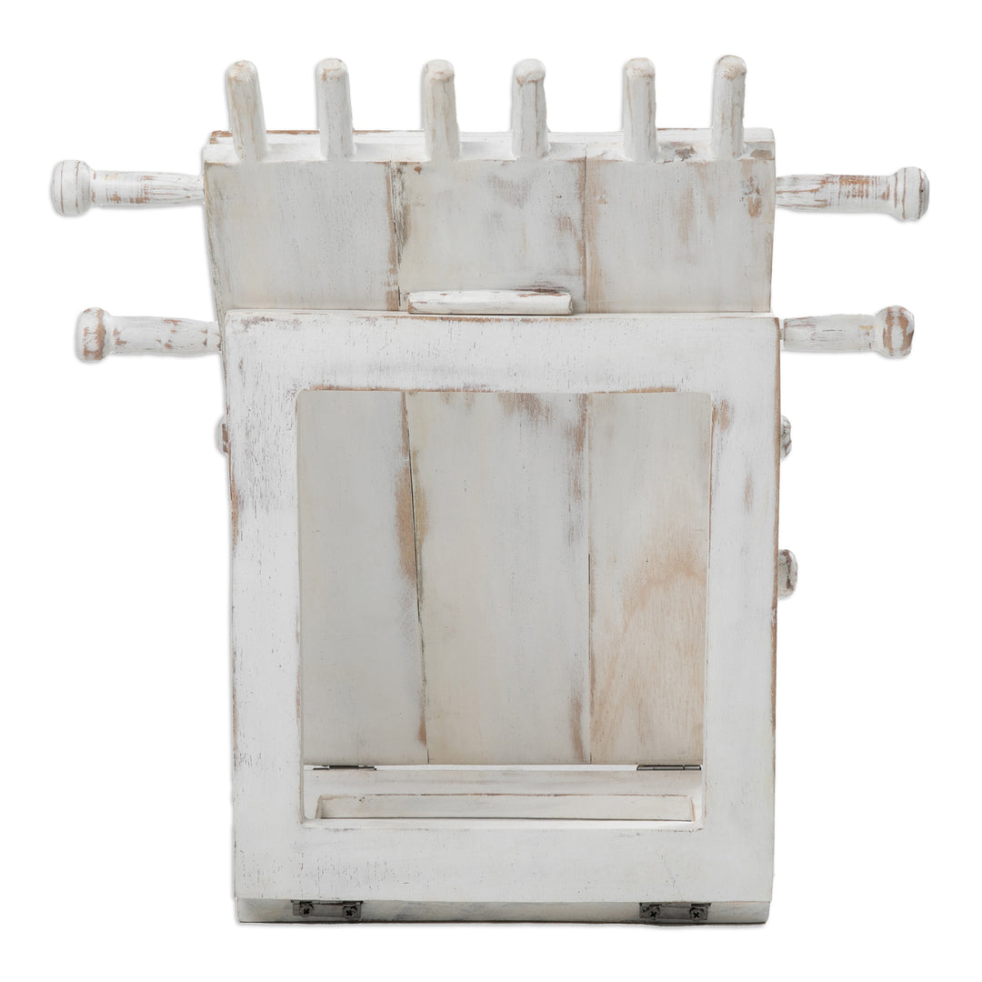 Hand-Carved Wood Jewelry Stand with Distressed Finish - Mother Nature's Flair