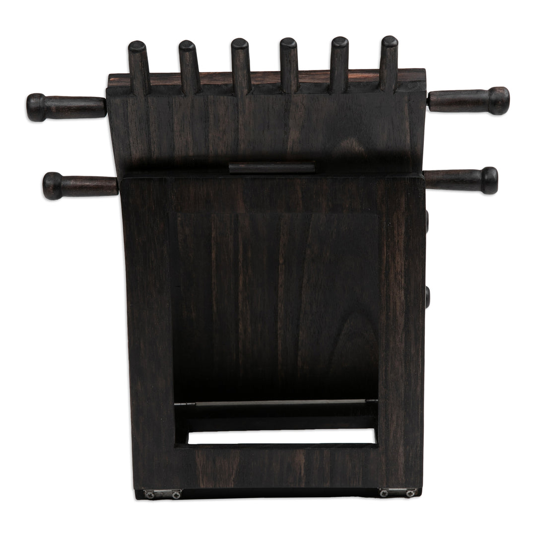 Tropical-Themed Handmade Black Jempinis Wood Jewelry Stand - Mother Nature's Mystery