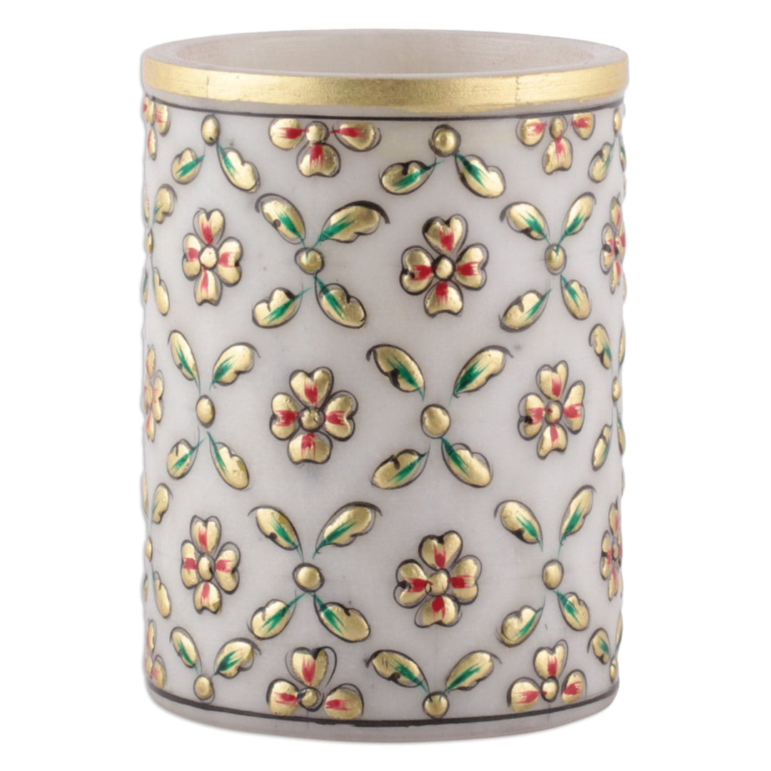 Floral Mesh-Patterned Marble Pend Holder in Green and Red - Spring Mesh