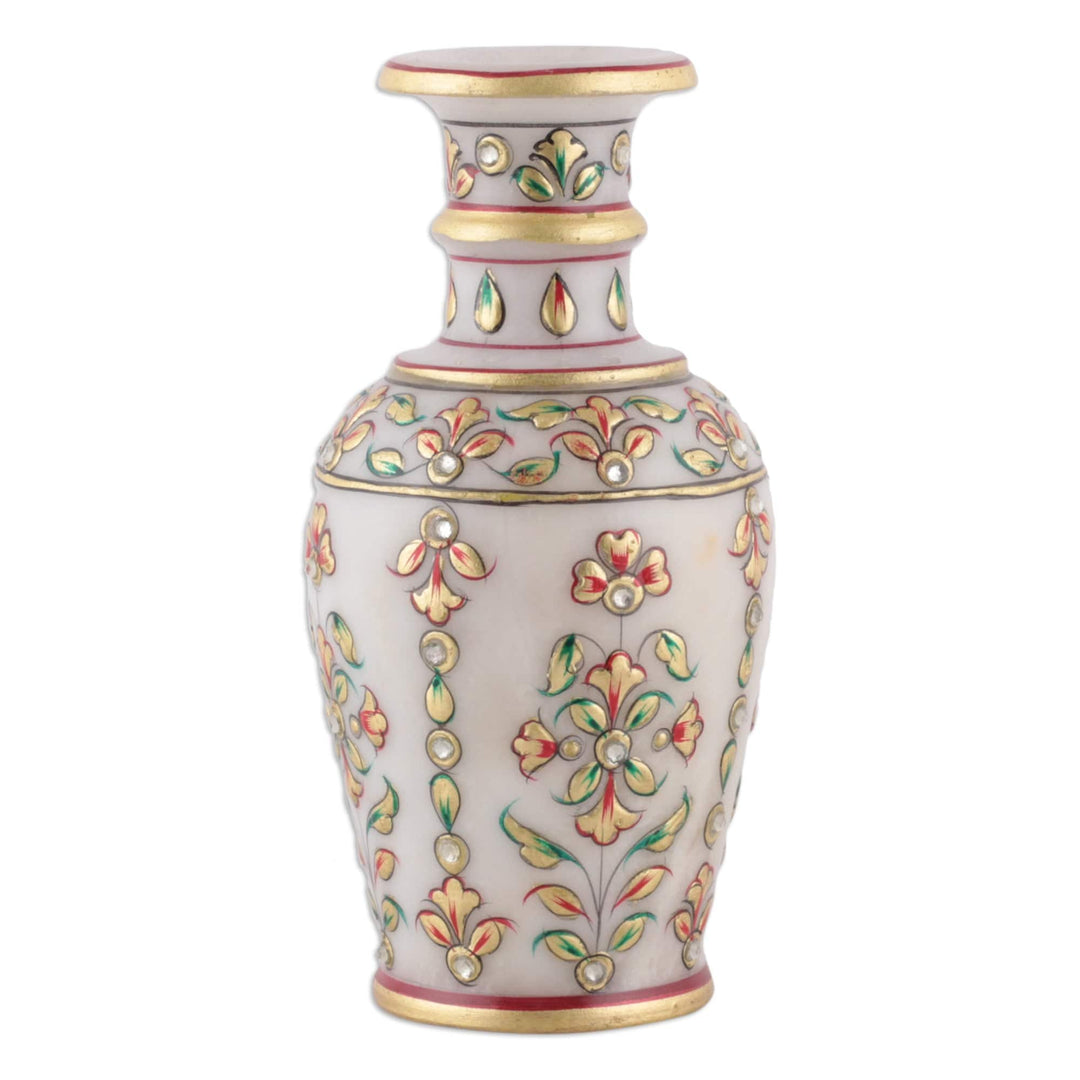 Classic Floral Hand-Painted Marble Decorative Vase - Palace of the Graceful