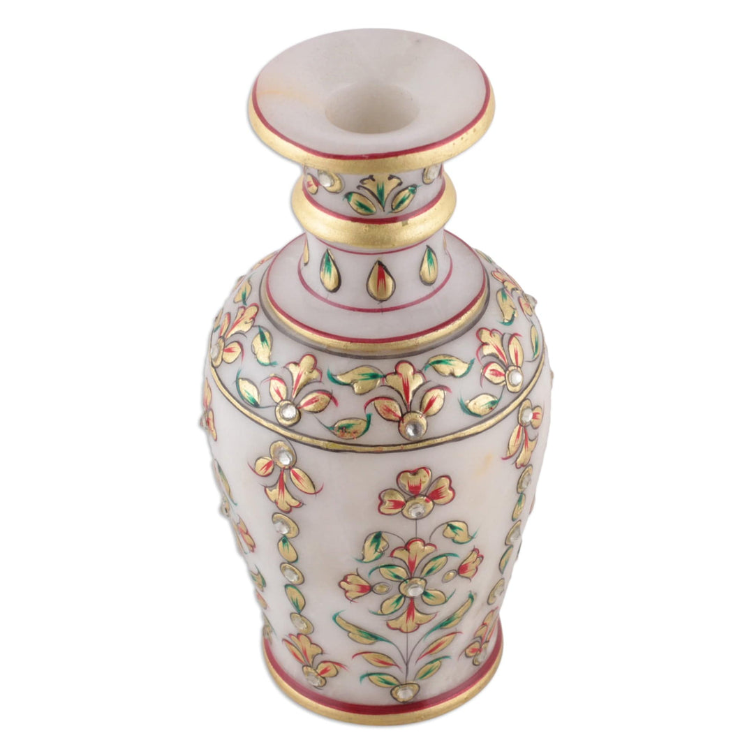 Classic Floral Hand-Painted Marble Decorative Vase - Palace of the Graceful