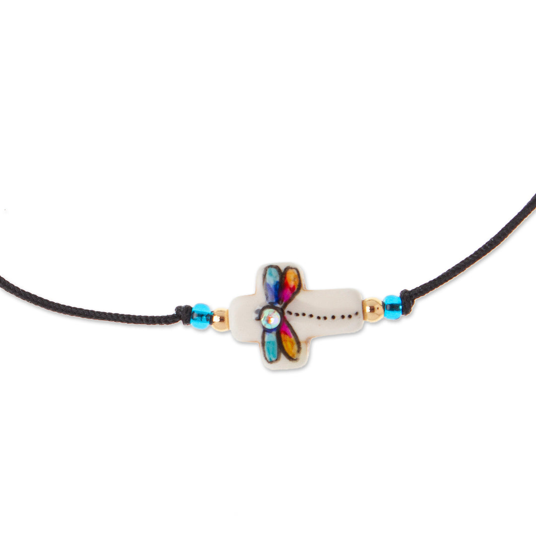 Painted Dragonfly-Themed Howlite Pendant Bracelet - Faith in Change