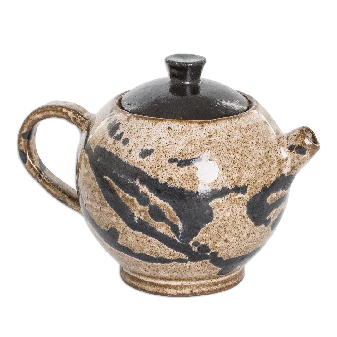 Modern Hand-Painted Ceramic Creamer in Brown and Black Hues - Cocoa