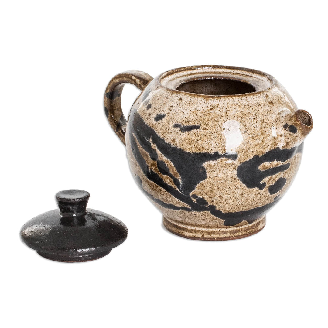 Modern Hand-Painted Ceramic Creamer in Brown and Black Hues - Cocoa