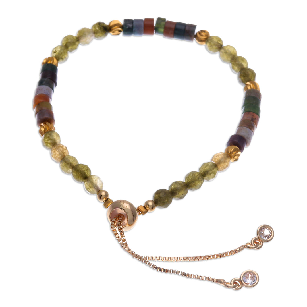 Agate and Quartz Beaded Adjustable Wristband Bracelet - Vibrant Flair
