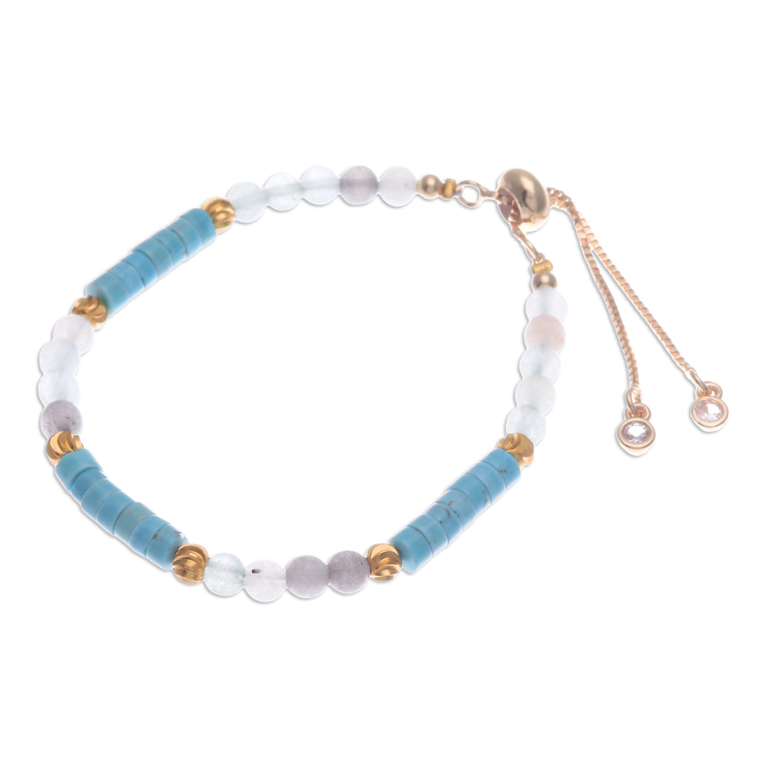 Howlite and Quartz Beaded Adjustable Wristband Bracelet - Gorgeous Flair