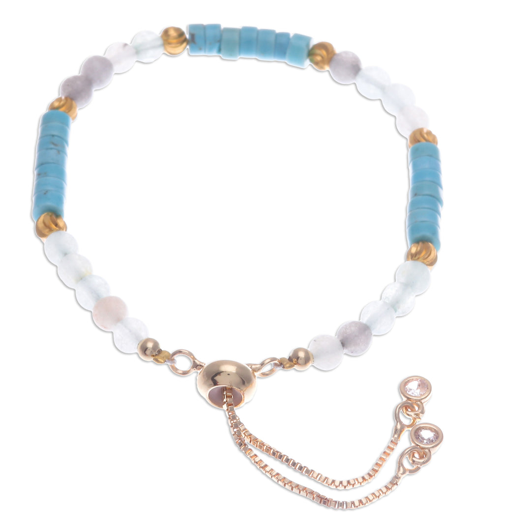 Howlite and Quartz Beaded Adjustable Wristband Bracelet - Gorgeous Flair