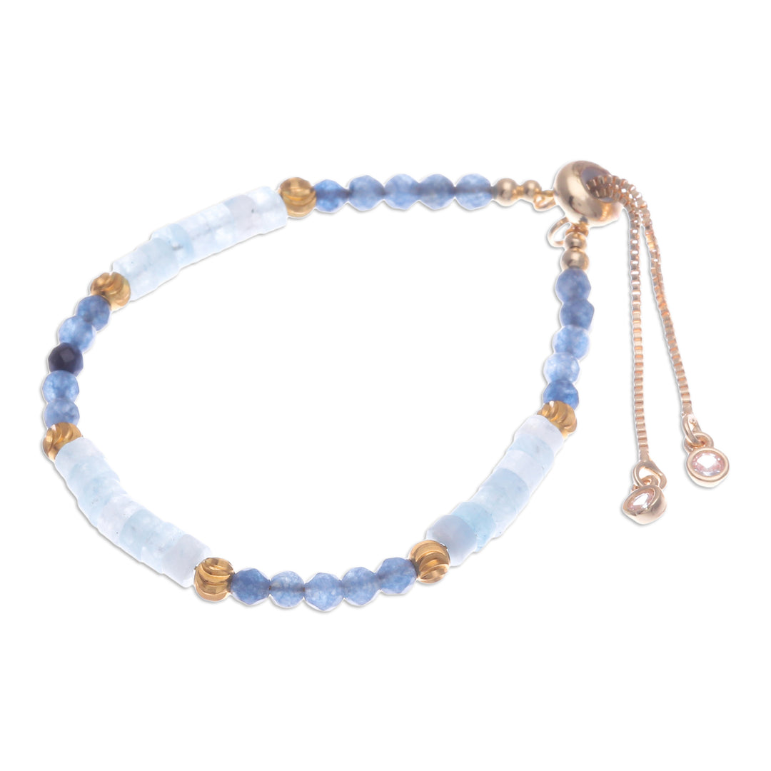 Quartz Beaded Adjustable Wristband Bracelet from Thailand - Lasting Impression