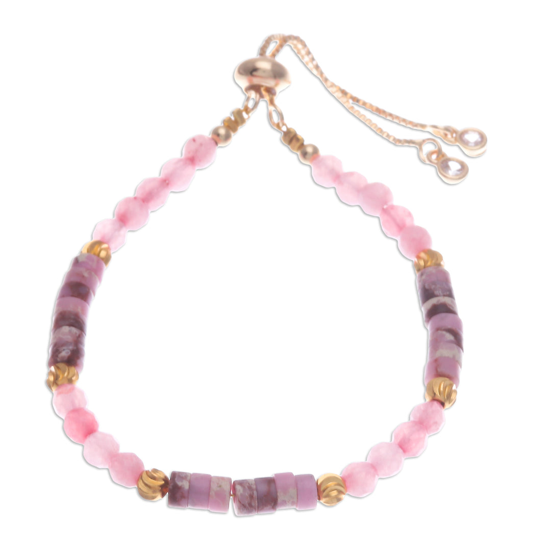 Jasper and Quartz Beaded Adjustable Wristband Bracelet - Superb Flair