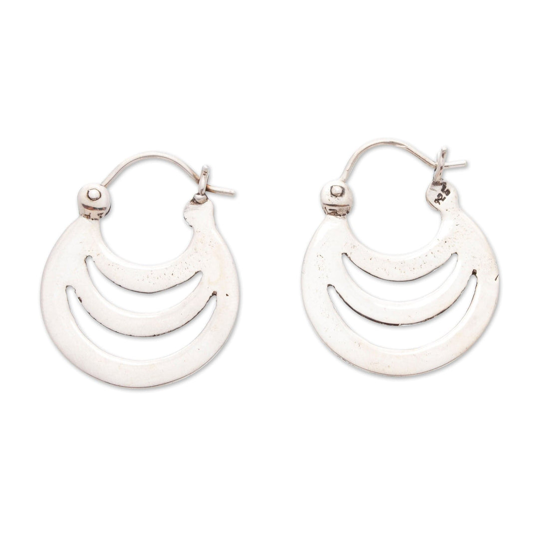 High-Polished Modern Sterling Silver Hoop Earrings - Waves of Style