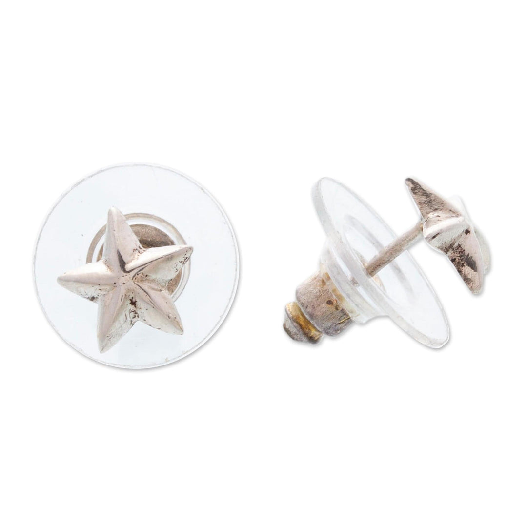 High-Polished Star-Shaped Sterling Silver Stud Earrings - Immortal Icon