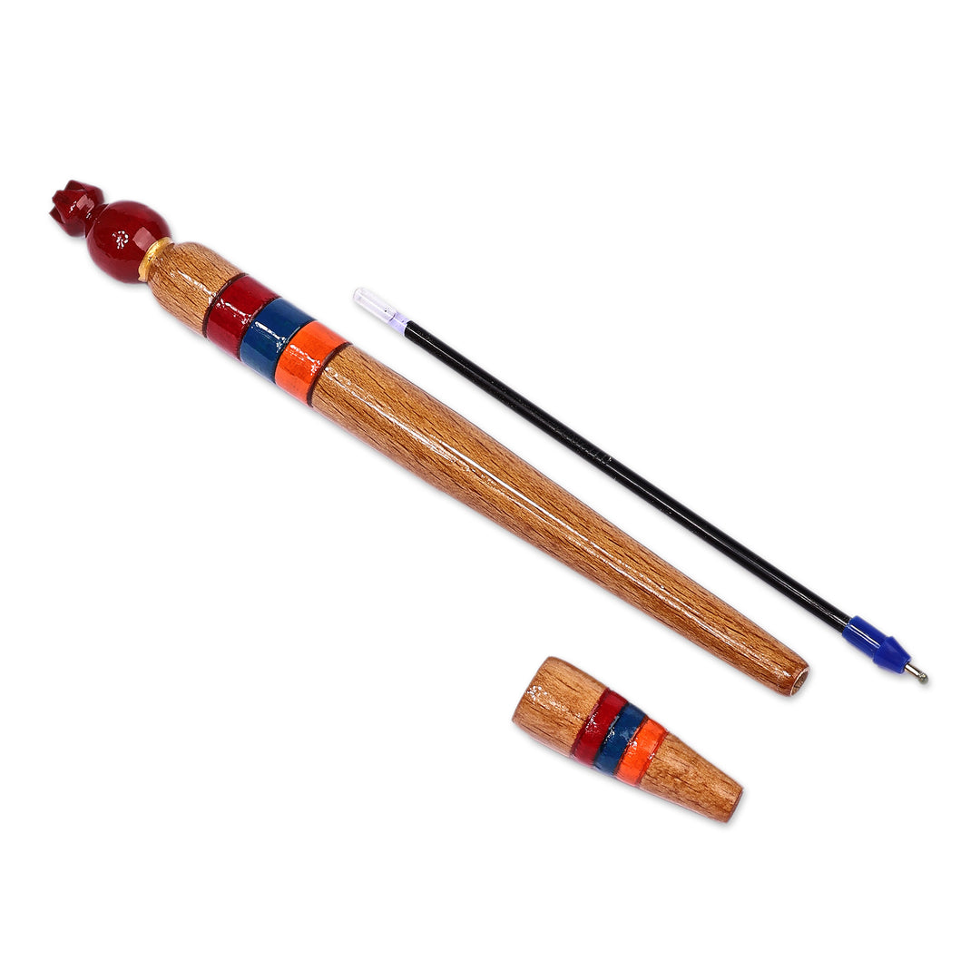 Pomegranate-Themed Classic Painted Beech Wood Pen - Pomegranate Words