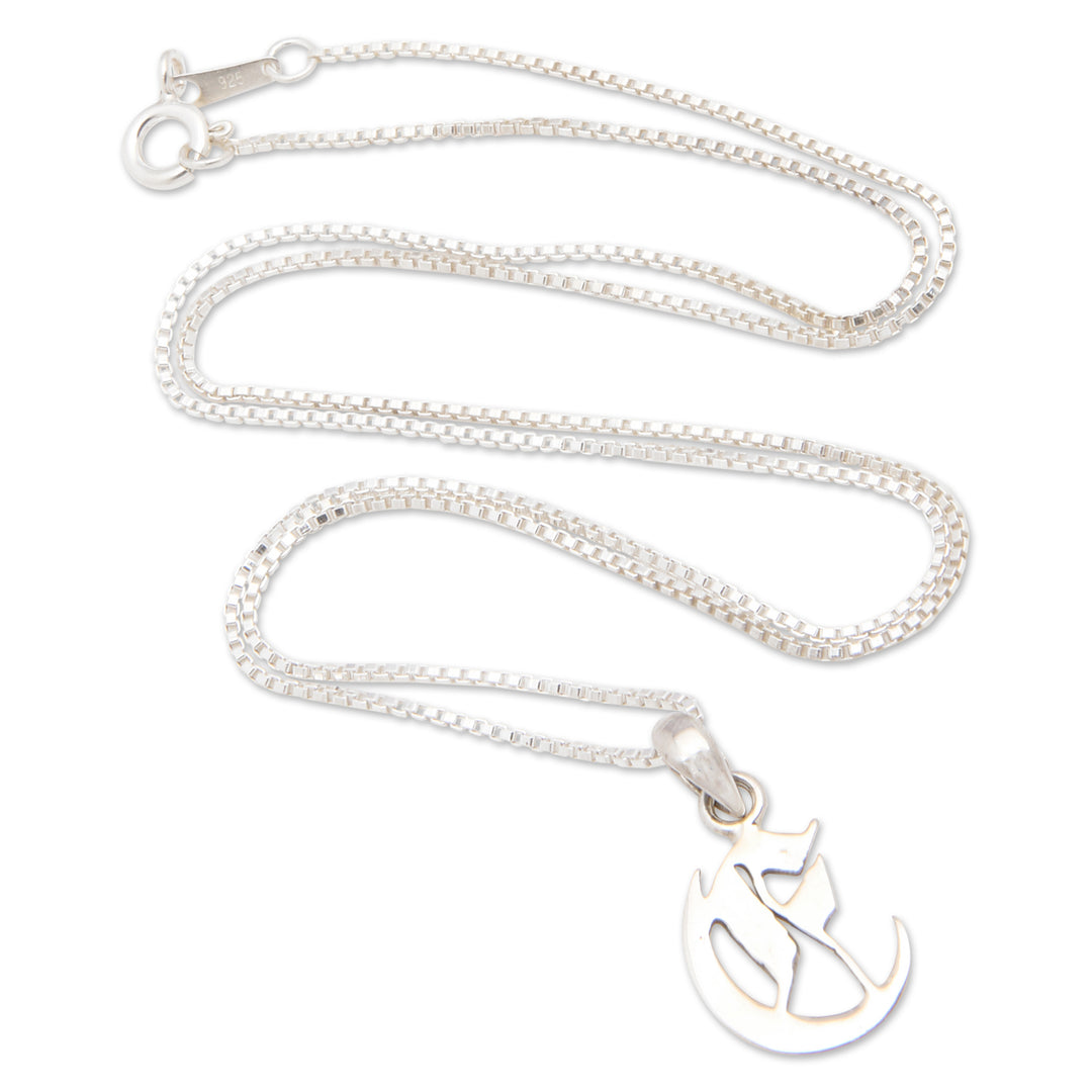 Polished Sterling Silver Letter E Pendant Necklace from Bali - Letter E