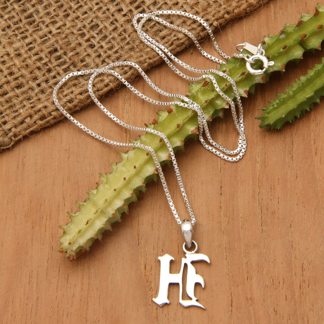 Polished Sterling Silver Letter H Pendant Necklace from Bali - Letter H