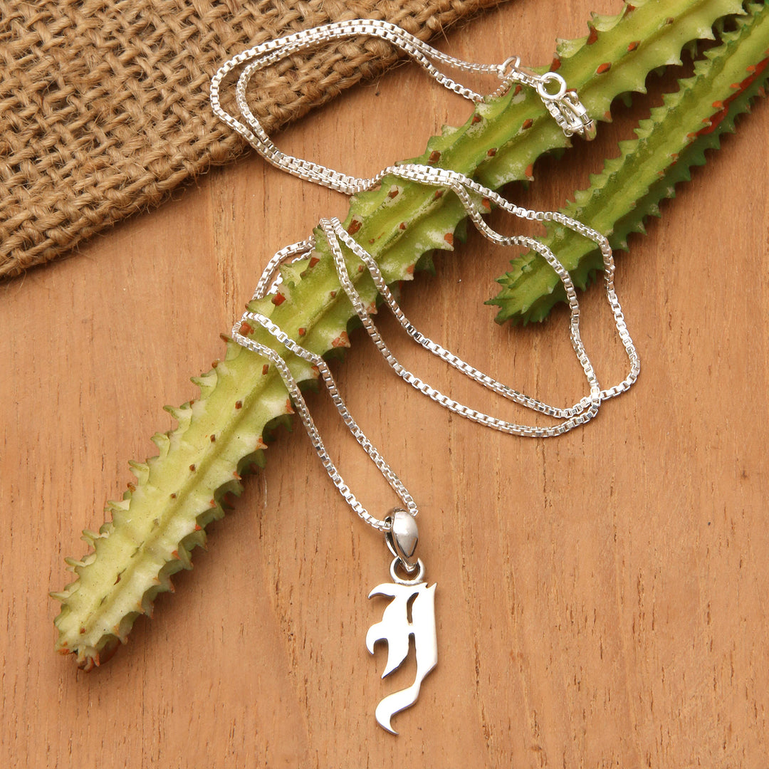 Polished Sterling Silver Letter I Pendant Necklace from Bali - Letter I