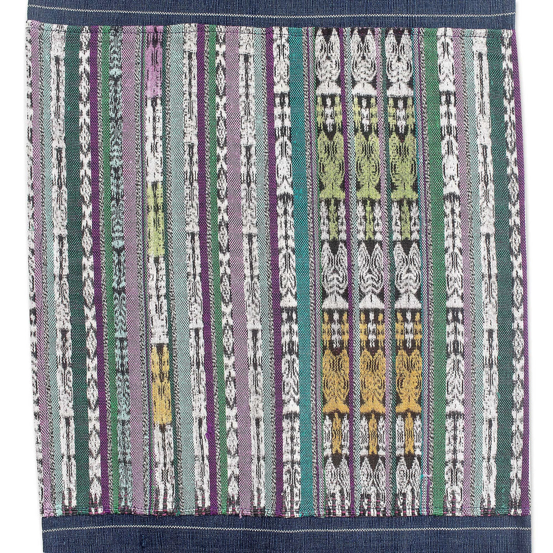 Handwoven Striped Cotton Table Runner with Colorful Tassels - Land of Traditions