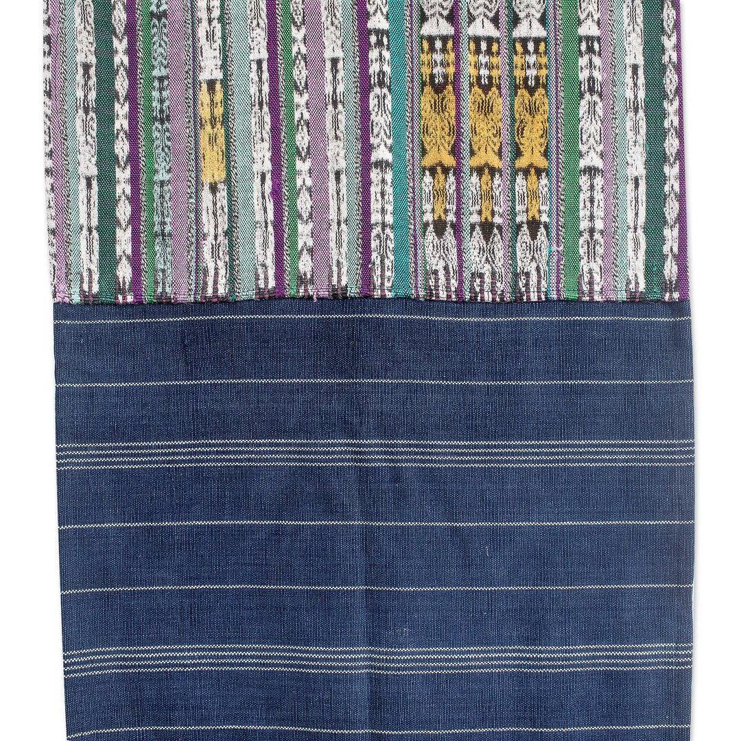 Handwoven Striped Cotton Table Runner with Colorful Tassels - Land of Traditions