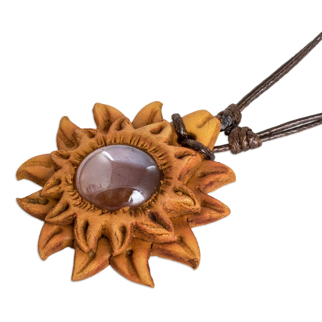 Handcrafted Adjustable Resin Pendant Necklace with Sun Motif - Solar Luster