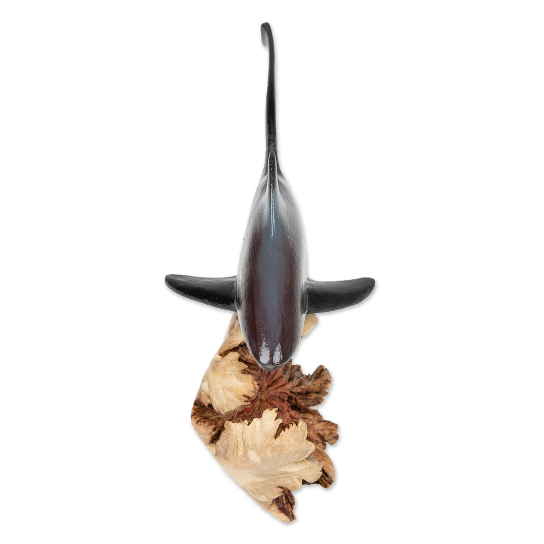 Natural Benalu and Jempinis Wood Pondicherry Shark Sculpture - Shark Soul