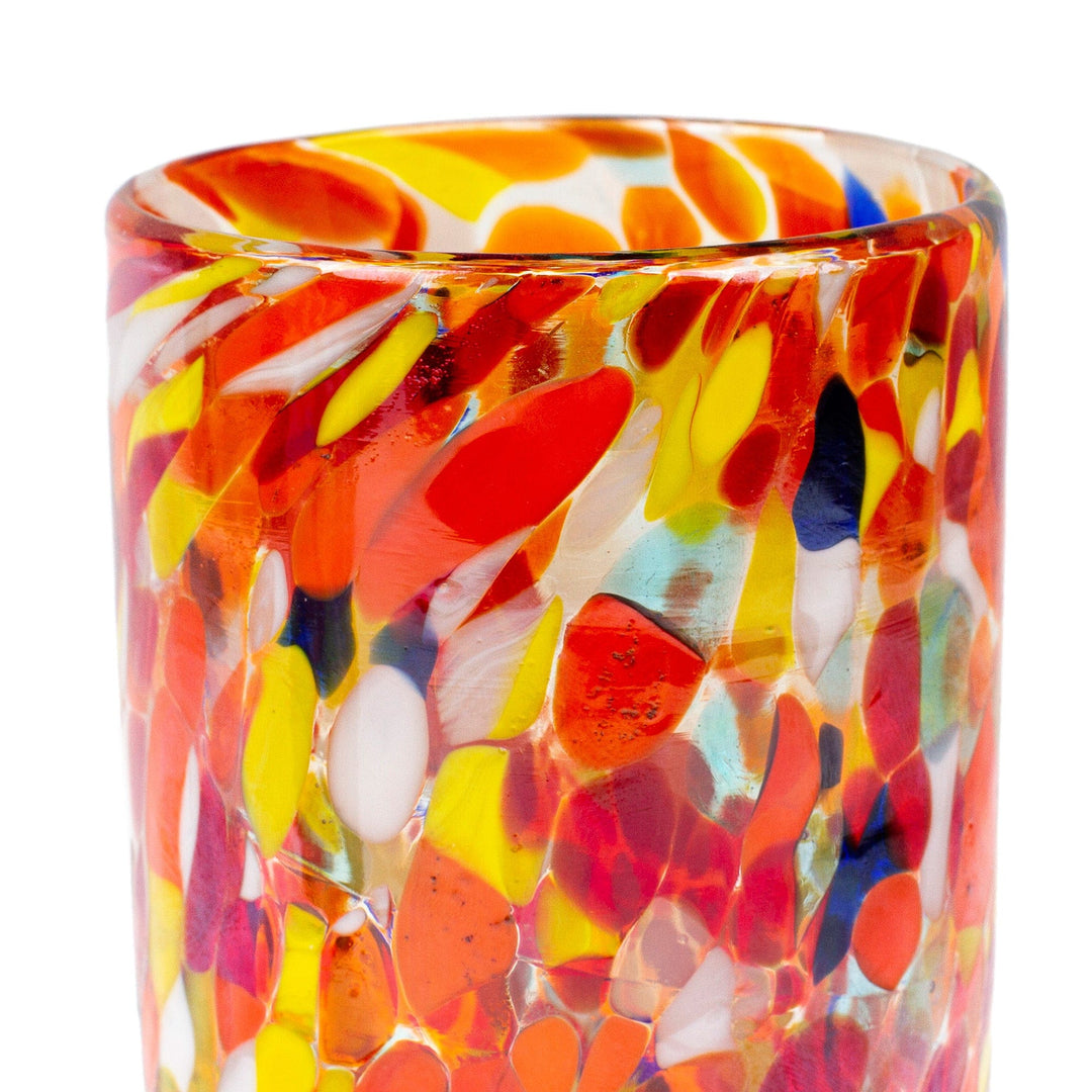 Multicolor Hand Blown Glasses Tumblers Set of 2 Mexico - Carnival