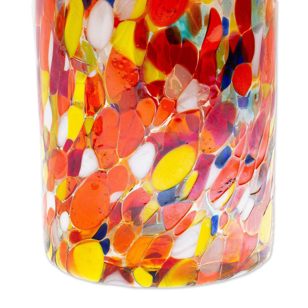 Multicolor Hand Blown Glasses Tumblers Set of 2 Mexico - Carnival